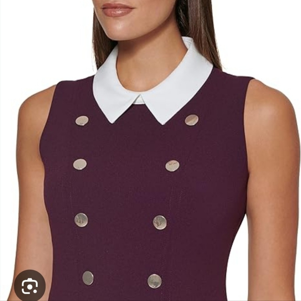 Tommy Hilfiger Plum Skater Style Dress with White Collar - Women - Size 16 - Picture 3 of 8